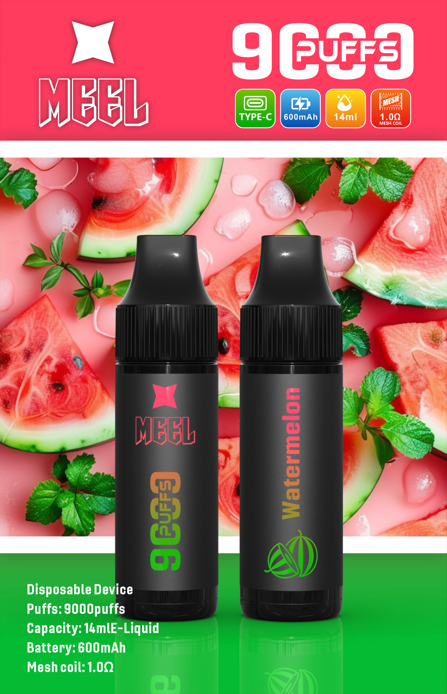 【MEEL 9000 PUFFS 一次性霧化棒】Marbo同款一次性抛棄式電子煙-多口味均衡輸出-大容量拋棄式-VAKA糖果雲煙館