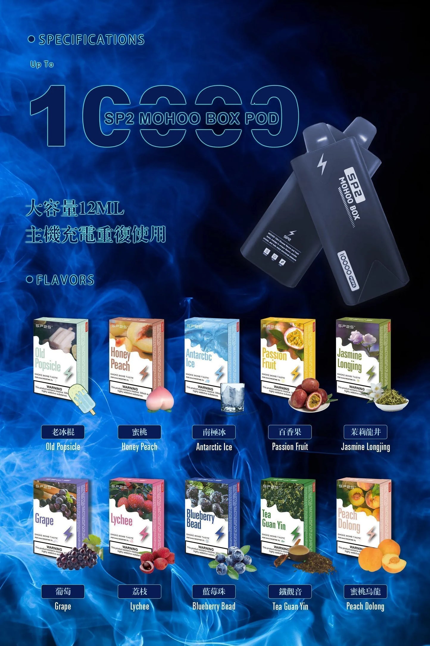 SP2 MOHOO BOX POD ｜SP2大容量12ML魔盒煙彈｜適配東京魔盒｜限時活動：【買三盒煙彈送一盒煙彈】