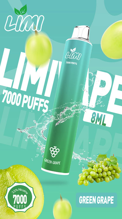 LIMI7000口拋棄式｜ILIA哩亞同廠生產，煙油容量更高 口味更優化｜超長續航 × 發光炫彩｜一次性便攜式圓管電子煙｜VAKA糖果雲煙館