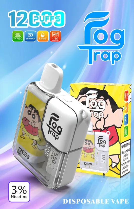 Fog Trap 12000口大容量拋棄式電子煙 | 拉布布・蠟筆小新聯名款 | 8.5ml・LCD 顯示 |VAKA糖果雲煙館