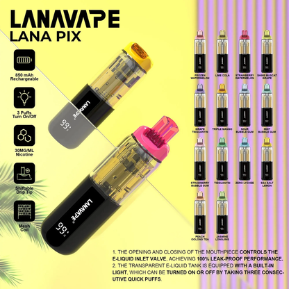 【LANA PIX 閃光彈】一次性20000口大容量拋棄式｜15ML 巨無霸容量｜ 20W 強勁霧化｜油芯分離黑科技｜VAKA糖果雲煙館